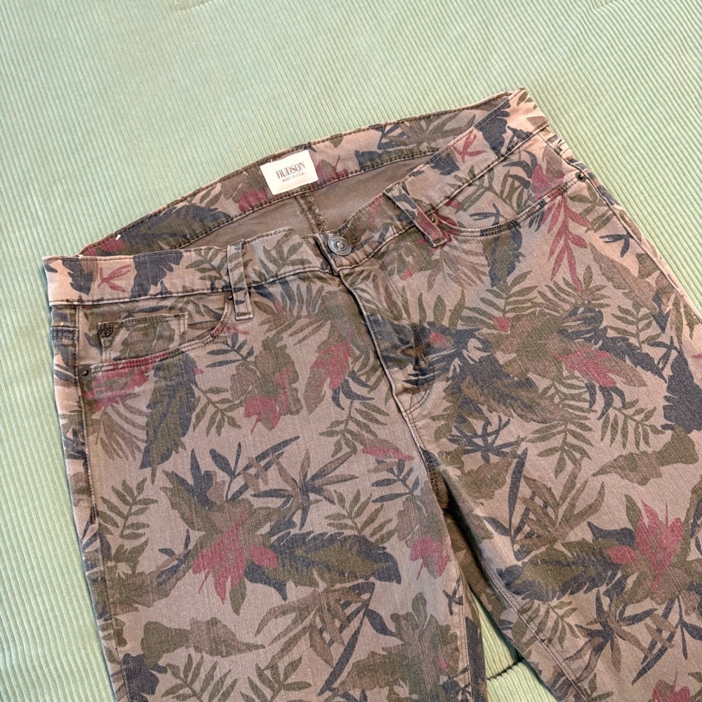 Hudson Krista Super Skinny Pants Floral Print Green Pink Blue Women's Size 31‎ - Picture 3 of 10